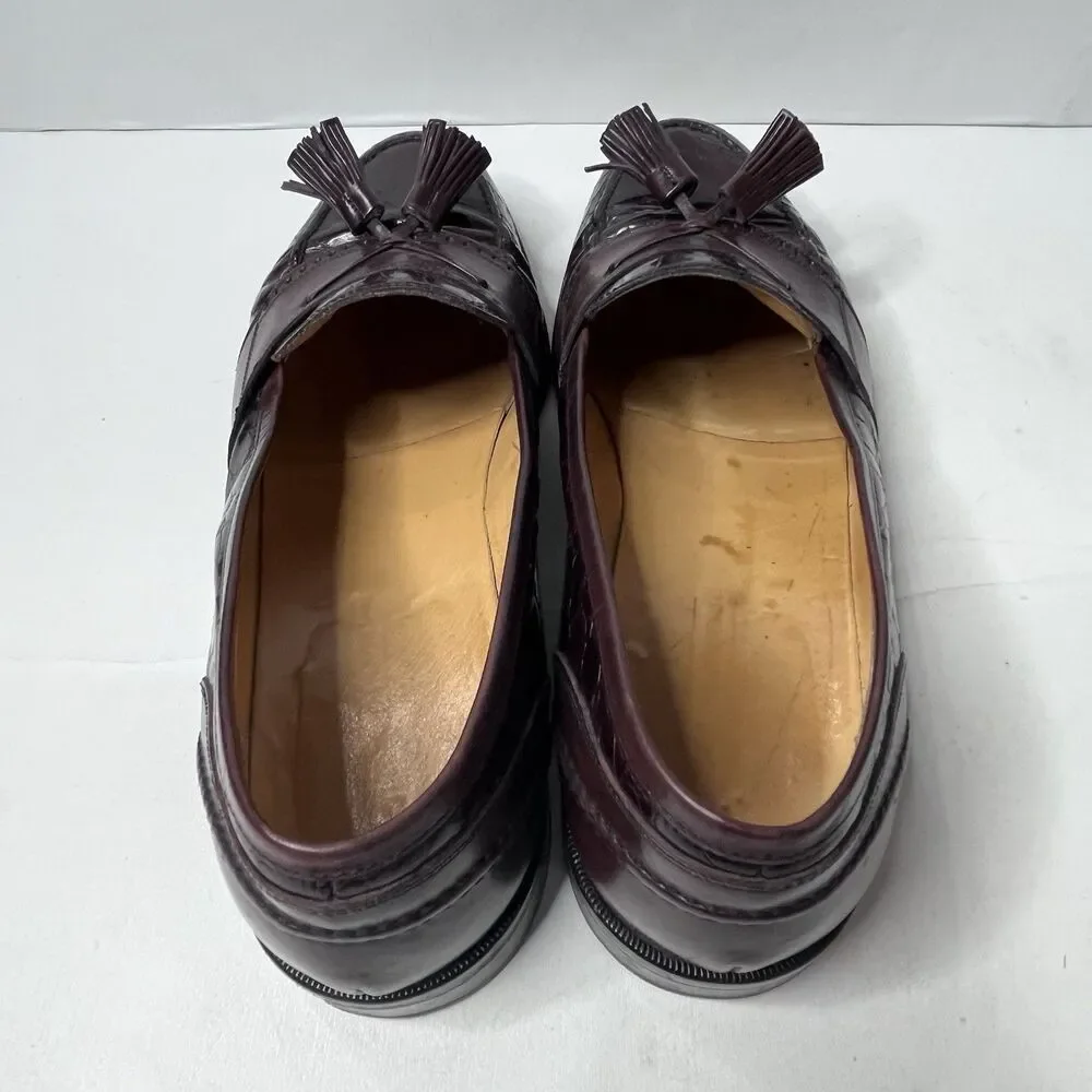 JOHNSTON & MURPHY Burgundy  Kiltie Tasseled Loafers Italy Mens 9M
